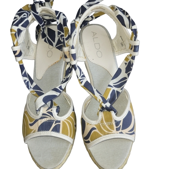 Aldo Women's Blue And Tan Wedge Heel Espadrilles 36EU - Picture 3 of 5